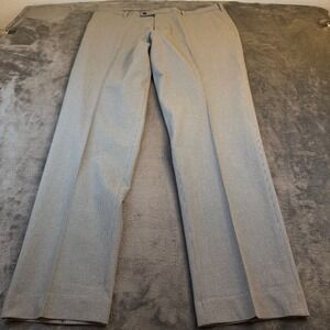 Uniqlo Ultra Light Pants Grey Micro Houndstooth Dress Trousers Fits Mens 38x32.5